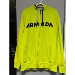 Armada Icon Full Zip Hoodie XXL Neon‎ Yellow Black Drawstring Pullover